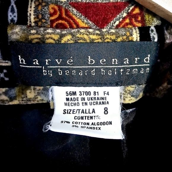 Vintage Harve Benard Cotton Blend Velvet Women's Blazer Jacket Size 8 - Picture 4 of 5